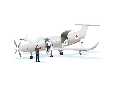 Medical Flight | Illustration aircraft coronavirus doctor doctors flight help illustration illustrator mask medecine medical storytelling
