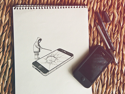 Ice (user) experience... cold digital dotwork drawing ice inuit mobile pointillism sketch uxdesign