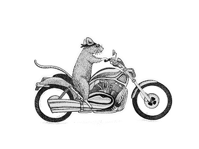 Mouse's dream bike biker black designer dotwork drawing fineart illustration pointillism rennes sketch storytelling