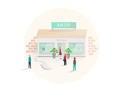 Connect Shop blue boutique click connect illustration motion offline online rennes shop shopping storytelling