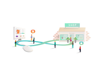 Connect Shop boutique click connect illustration mortar rennes shop shopping storytelling