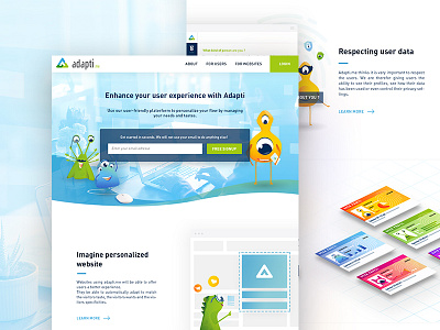 Home page redesign - Adapti.me customization data graphicdesign luxembourg monster personalization predictive marketing startup uidesign uxdesign webdesign website