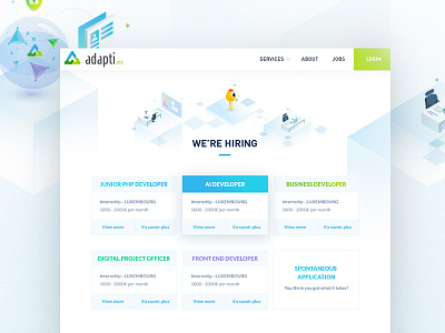 Adapti Me Job design graphicdesign hiring illustration job luxembourg redesign storytelling team ui webdesign website