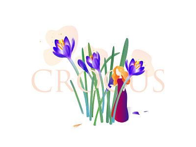 Craving for nature 2d crocus drawing editorial elegant flower illustration lettering natural nature plants illustrator woman