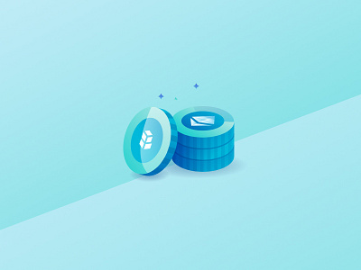 Isometric Illustration | Coin 3d blockchain blue coin icon illustration isometric startup