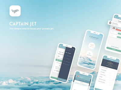 CaptainJet Mobile App aircraft app app concept aviation illustration interface mobile private jet sketch sky ui ux webdesign