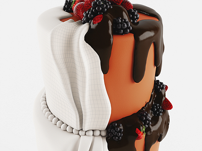 yummy! 3d cake chocolate delicious hi poly model render