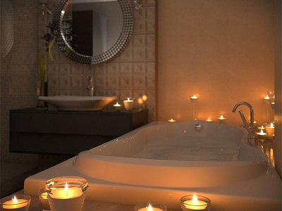 Romance in the interior bathroom interior photorealistic romance visualization