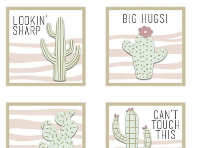 Cactus pins and packaging art cactus cactuses design designer gift pastel pins type design typedesign