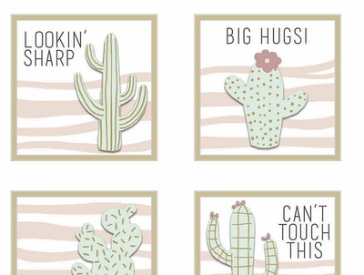 Cactus pins and packaging art cactus cactuses design designer gift pastel pins type design typedesign