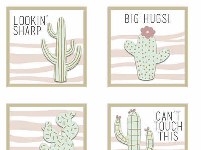 Cactus pins and packaging art