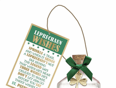 leprechaun gift and packaging with copywriting clover copywriting design designer gift illustration irish leprechaun magic note novelty st. patricks day story