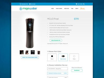 Mojowater product page apple buy form product ui ux water webdesign