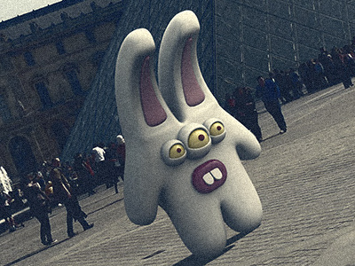 Bunny monster in Paris 3d bunny frogluslumps illustrations monsters