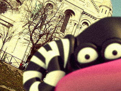 Photobombing Sacre Coeur 3d frogluslumps illustrations monsters paris