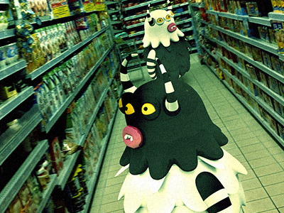 At the Supermarket checking the marmalades 3d frogluslumps illustrations monsters supermarket