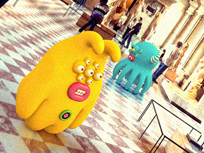 Weird things happening in the Louvre 3d frogluslumps illustrations louvre monsters paris