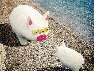 At the beach 3d epidavros frogluslumps greece illustrations monsters