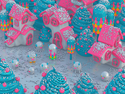 Christmas Village 3d 3dart 3dillustration character character design creatures illustration illustrations monsters