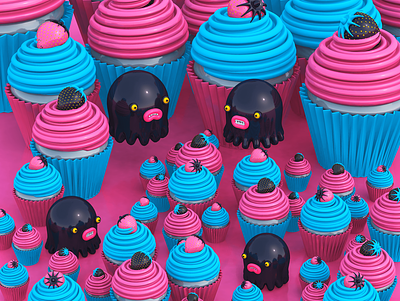 Cupcakes love 3d 3d art 3d illustration 3d monsters character characters design creatures illustration monsters
