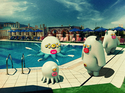Pool party 3d frogluslumps monsters pool summer