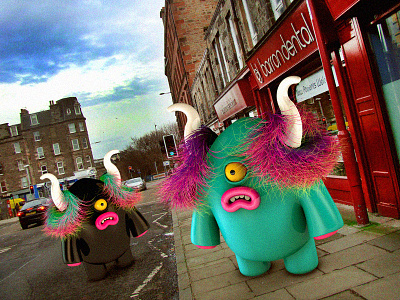 Confused father and son 3d character creatures edinburgh illustration monsters