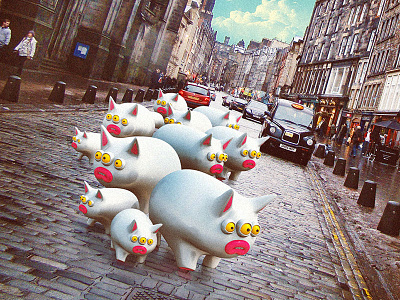 Those guys will cause a serious traffic jam if you ask me 3d 3dart cute edinburgh illustrations little monsters monsters scotland
