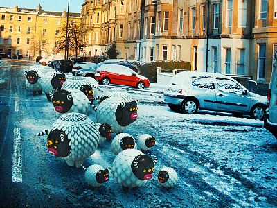 Cow monsters in extreme low temperatures 3d 3dart cute edinburgh illustrations little monsters monsters scotland