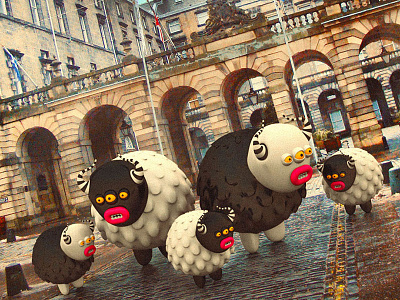 Monsters tourists in the old city 3d 3dart cute edinburgh illustrations little monsters monsters scotland