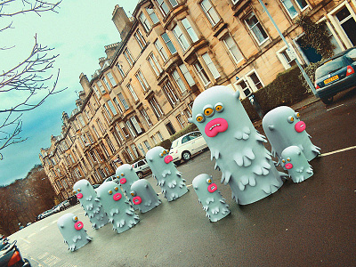 Worms invasion 3d 3dart cute edinburgh illustrations little monsters monsters scotland
