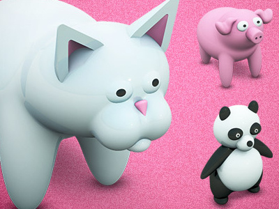 Cute Animals 3d archigraphs hippo icons kitty mac os panda penguin piggy