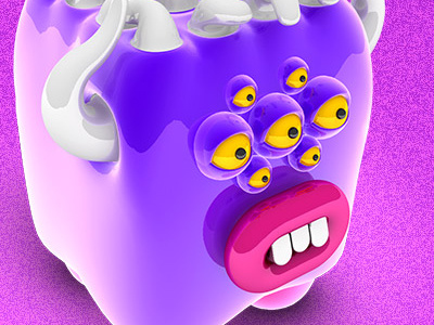Purple Cubed Monster 3d character design cube icons monster puple