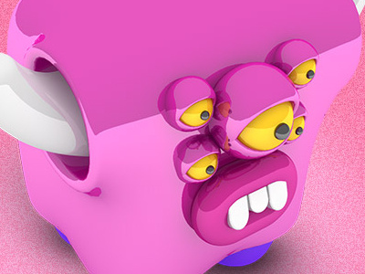 Pink Cubed Monster 3d character design cubr icons monster pink