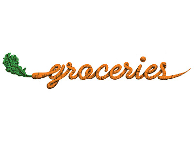 Groceries illustration script typography