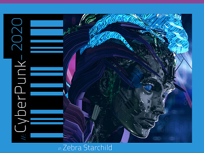 Cyberpunk Series 2020 - Zebra Starchild 3d arnoldrender arnoldrenderer c4d character characterdesign cinema4d cyberpunk design experimental identity illustration neon robot sci fi scifi sculpt series typography zbrush