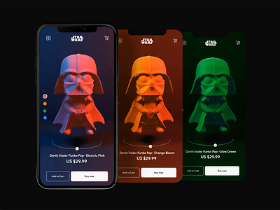Funko shop concept- Darth Vader | Star Wars 😁 buynow cart colorfull designers fun interaction purchase selection shopping starwars swipe uxdesign uxui visualdesign