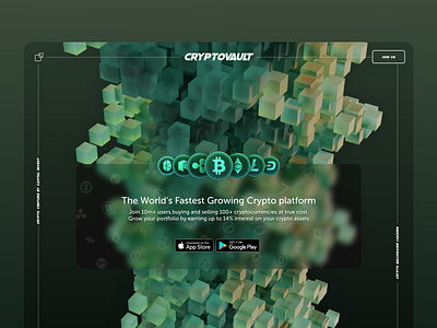 Cryptovault - Cryptocurrency Landing Page 3ddesign crypto crypto wallet cryptocurrency design illustration landingpage mobile ui ui uiuxdesign ux visual design webpage webpagedesign