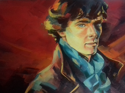 Mr. Holmes cumberbatch face oils painting paintings portrait portrait art portrait painting portraits sherlock holmes