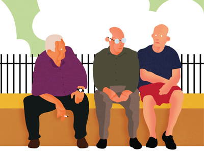 Waiting illustration men sitting waiting