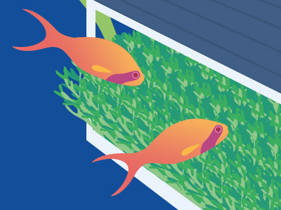 Fishies fish house illustration ocean seaweed wip