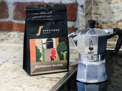 Segafredo, Espresso Blend branding coffee illustration italian packaging