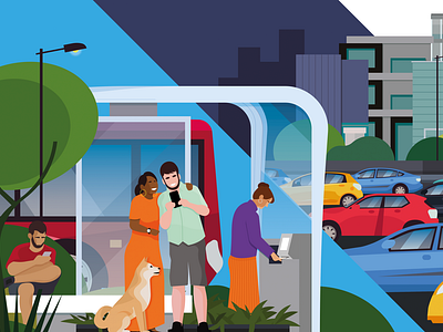 ADAC colour editorial illustration people transport