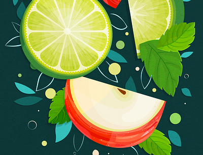 Apple, Lime & Mint branding flavour food fruit illustration juice smoothie summer