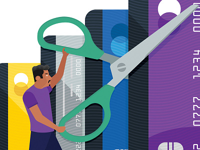 Snip! banking credit cut debt finance illustration money scissors snip