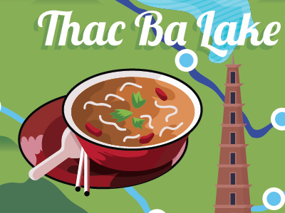 Vietnam Map asian food illustration lake map pagoda soup travel vietnam