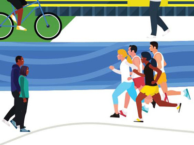 People cycle exercise illustration jamesboast people run