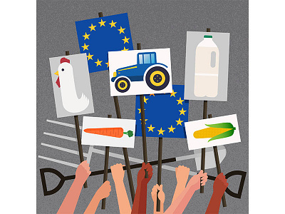 'How to fix European Farming' for Politico corn cost editorial eu europe farm farmer farming food growth illustration jamesboast