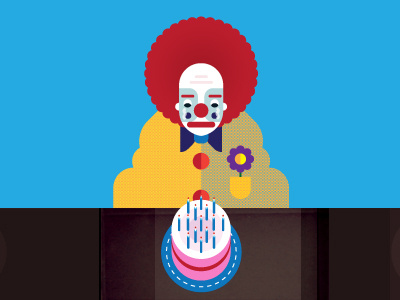 sad clown birthday cake clown flower illustration pattern upset wig