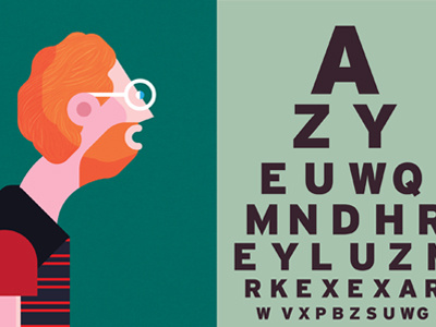 Opticians eye ginger glasses hair illustration letters opticians