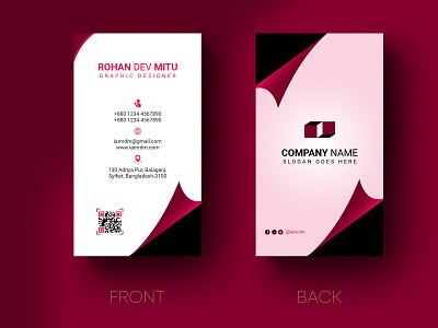 Vertical Business Card Design Template background branding business card businesscard design free graphic design icon illustration logo print printing template ui unique vector vertical vertical design